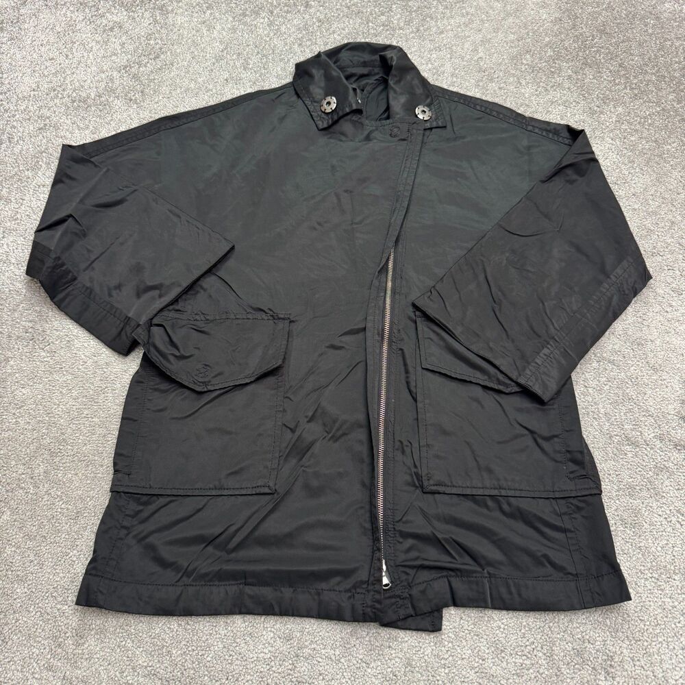 Club Monaco Asymmetrical Full Zip Hoodie Jacket Womens XS Black Utility Travel